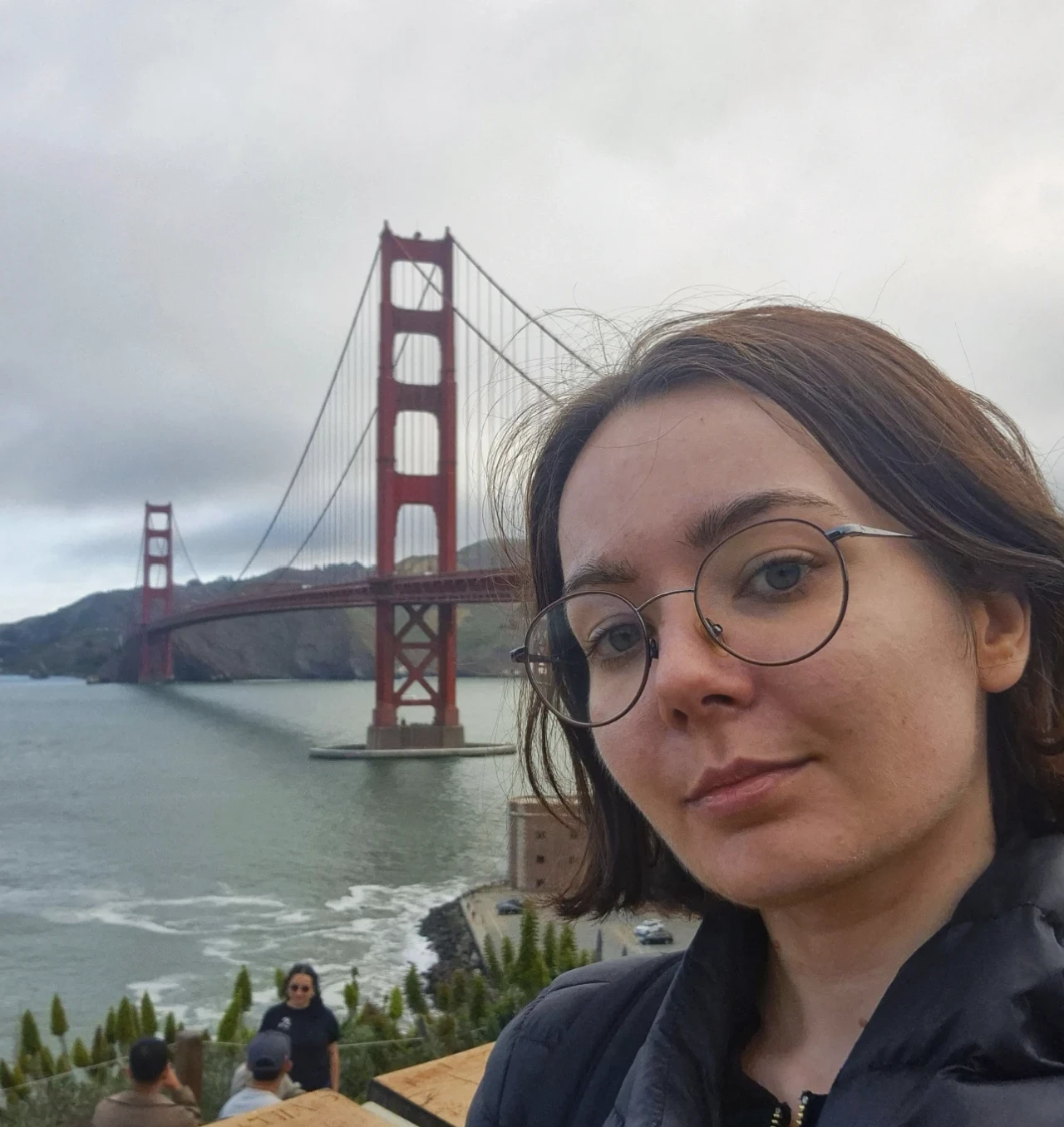 Monika at the Golden Gate Bridge